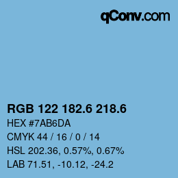 カラーコード: RGB 122 182.6 218.6 | qconv.com