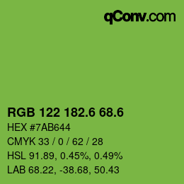 カラーコード: RGB 122 182.6 68.6 | qconv.com