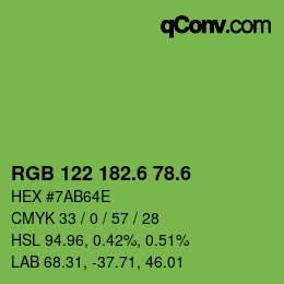 カラーコード: RGB 122 182.6 78.6 | qconv.com