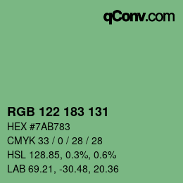 Color code: RGB 122 183 131 | qconv.com