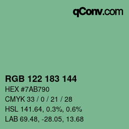 Color code: RGB 122 183 144 | qconv.com