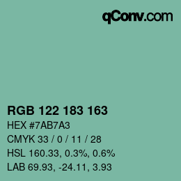 Color code: RGB 122 183 163 | qconv.com