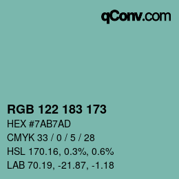 カラーコード: RGB 122 183 173 | qconv.com