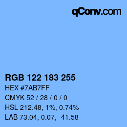 Color code: RGB 122 183 255 | qconv.com