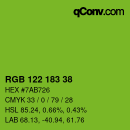 カラーコード: RGB 122 183 38 | qconv.com