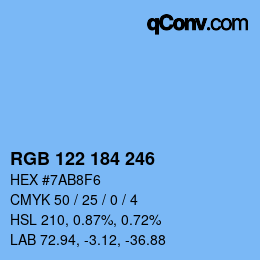 Color code: RGB 122 184 246 | qconv.com