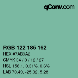 Color code: RGB 122 185 162 | qconv.com