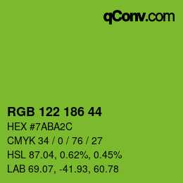 Color code: RGB 122 186 44 | qconv.com