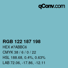Color code: RGB 122 187 198 | qconv.com