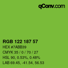 Color code: RGB 122 187 57 | qconv.com