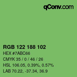 Color code: RGB 122 188 102 | qconv.com