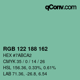 Color code: RGB 122 188 162 | qconv.com