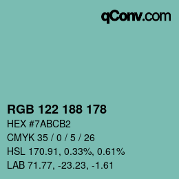 Farbcode: RGB 122 188 178 | qconv.com