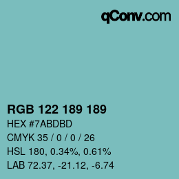 Color code: RGB 122 189 189 | qconv.com