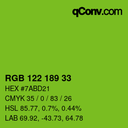 Color code: RGB 122 189 33 | qconv.com