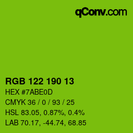 カラーコード: RGB 122 190 13 | qconv.com