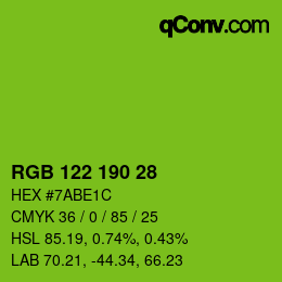 Color code: RGB 122 190 28 | qconv.com