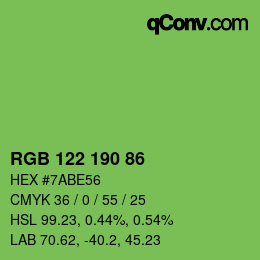 颜色代码: RGB 122 190 86 | qconv.com