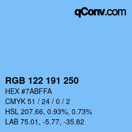 Color code: RGB 122 191 250 | qconv.com