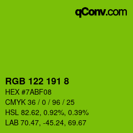 颜色代码: RGB 122 191 8 | qconv.com