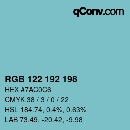 Color code: RGB 122 192 198 | qconv.com