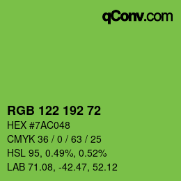 Color code: RGB 122 192 72 | qconv.com