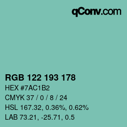 Color code: RGB 122 193 178 | qconv.com