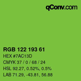 Color code: RGB 122 193 61 | qconv.com