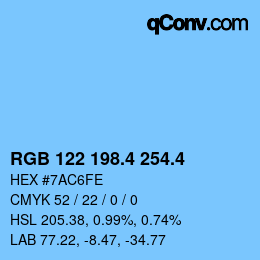 カラーコード: RGB 122 198.4 254.4 | qconv.com