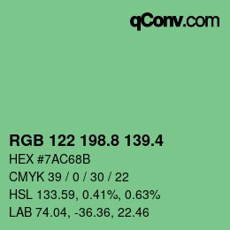 カラーコード: RGB 122 198.8 139.4 | qconv.com