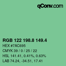 カラーコード: RGB 122 198.8 149.4 | qconv.com