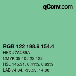 カラーコード: RGB 122 198.8 154.4 | qconv.com