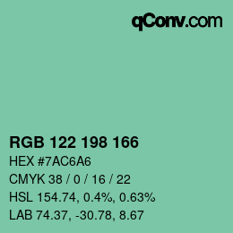 Color code: RGB 122 198 166 | qconv.com