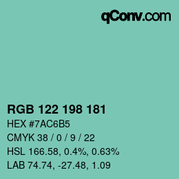 Color code: RGB 122 198 181 | qconv.com