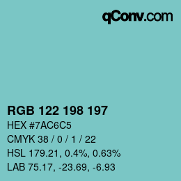 Color code: RGB 122 198 197 | qconv.com