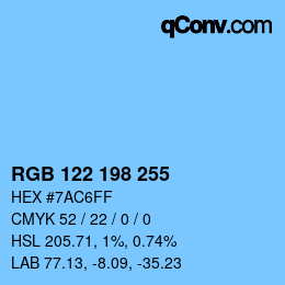 Color code: RGB 122 198 255 | qconv.com