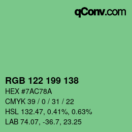 Color code: RGB 122 199 138 | qconv.com