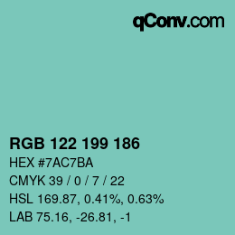 颜色代码: RGB 122 199 186 | qconv.com