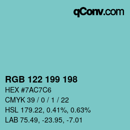 Color code: RGB 122 199 198 | qconv.com