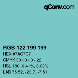 Color code: RGB 122 199 199 | qconv.com