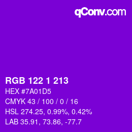 カラーコード: RGB 122 1 213 | qconv.com