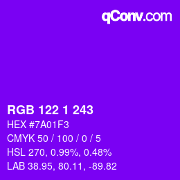 Color code: RGB 122 1 243 | qconv.com