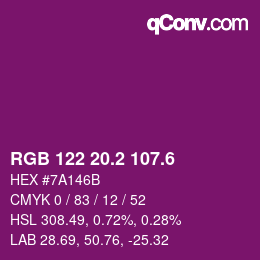 カラーコード: RGB 122 20.2 107.6 | qconv.com