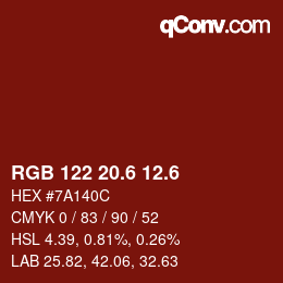 カラーコード: RGB 122 20.6 12.6 | qconv.com