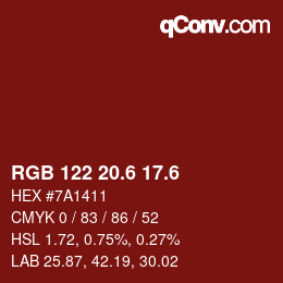 カラーコード: RGB 122 20.6 17.6 | qconv.com