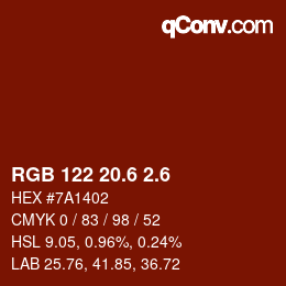 カラーコード: RGB 122 20.6 2.6 | qconv.com