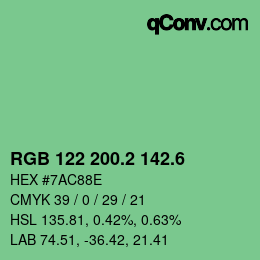 カラーコード: RGB 122 200.2 142.6 | qconv.com