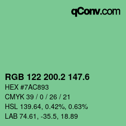 カラーコード: RGB 122 200.2 147.6 | qconv.com