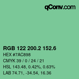 カラーコード: RGB 122 200.2 152.6 | qconv.com