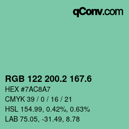 カラーコード: RGB 122 200.2 167.6 | qconv.com